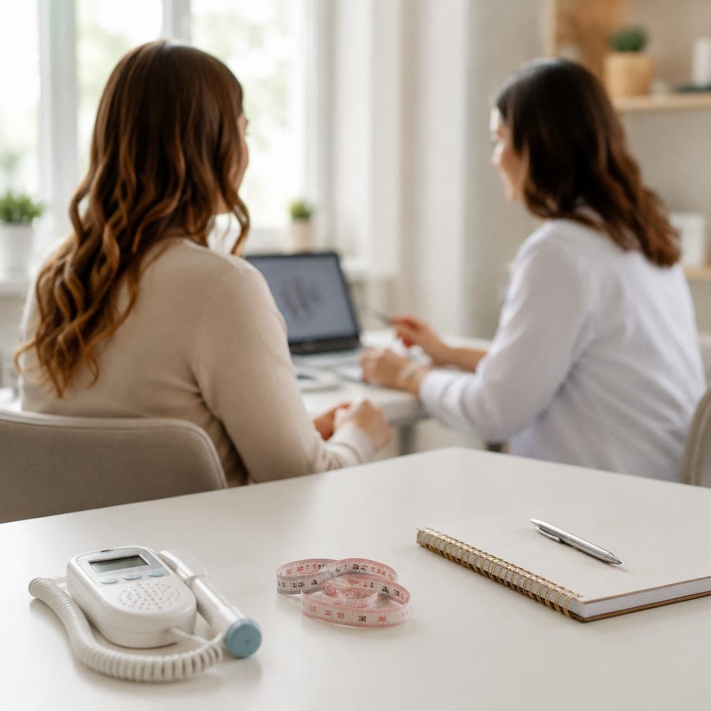 Sage-femme accompagnant une future mère lors d’un suivi de grossesse