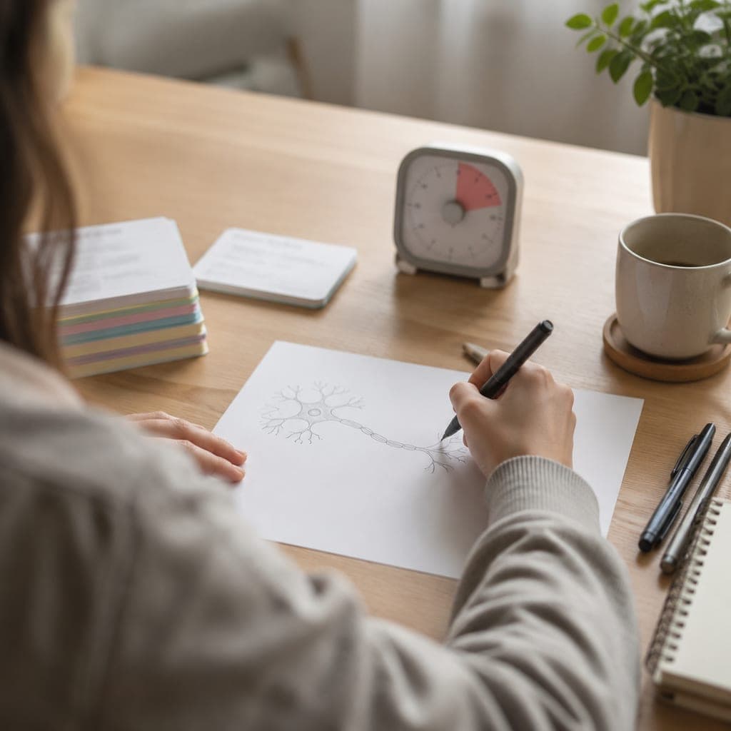 Étudiant en PASS organisant ses révisions à son bureau