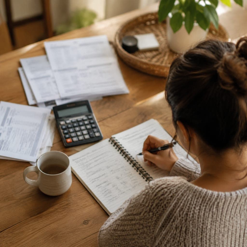Calculatrice et carnet de comptes pour évaluer le coût d’une prépa médecine.