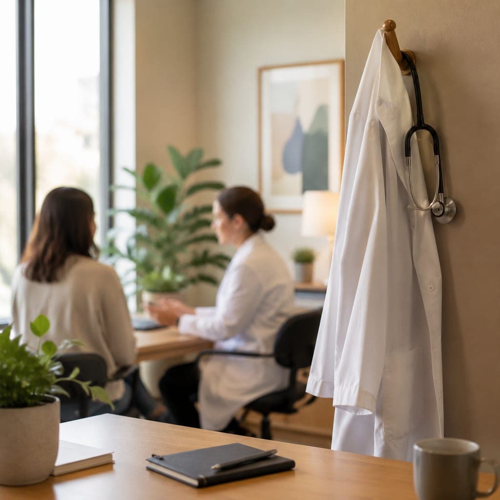 Blouse blanche et stéthoscope symbolisant les métiers de la santé