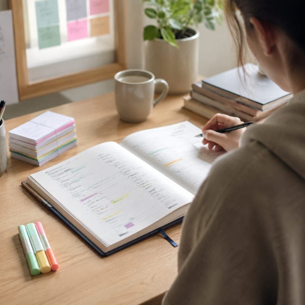 Étudiant en médecine planifiant ses révisions selon la méthode des J